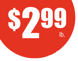 “$2.99/lb red price sticker”