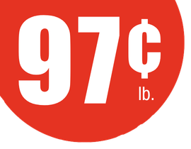 “97¢/lb red price sticker”